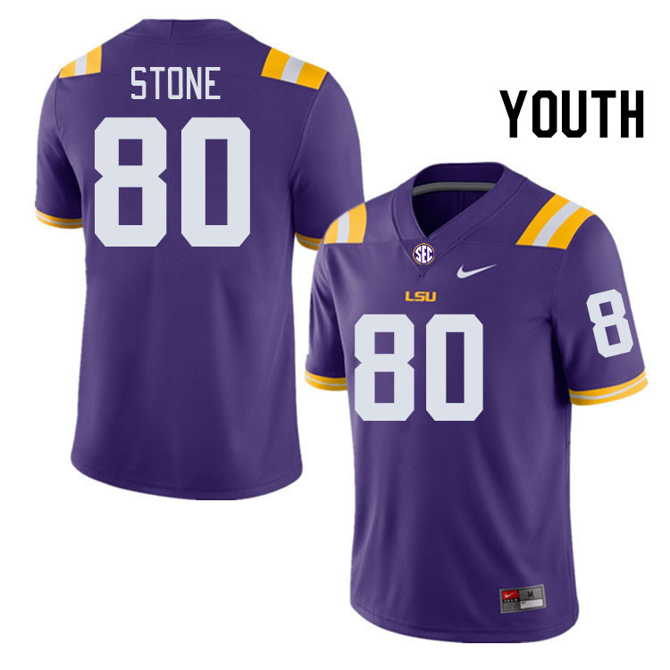 Youth #80 Isaiah Stone LSU Tigers College Football Jerseys Stitched-Purple